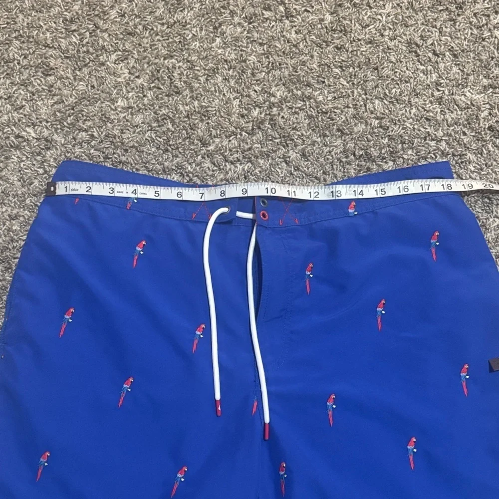 Blue Parrot Print Swim Shorts